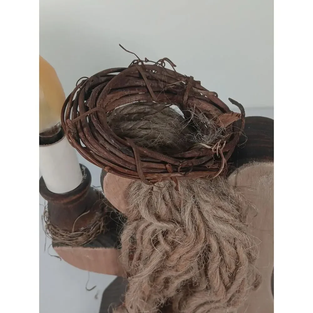 Angel Electric Candle Wooden Primitive Lamp Light Silicone Bulb Grapevine 9